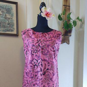 Vintage Pelelani Shift Dress | Pink/Black/Gold M